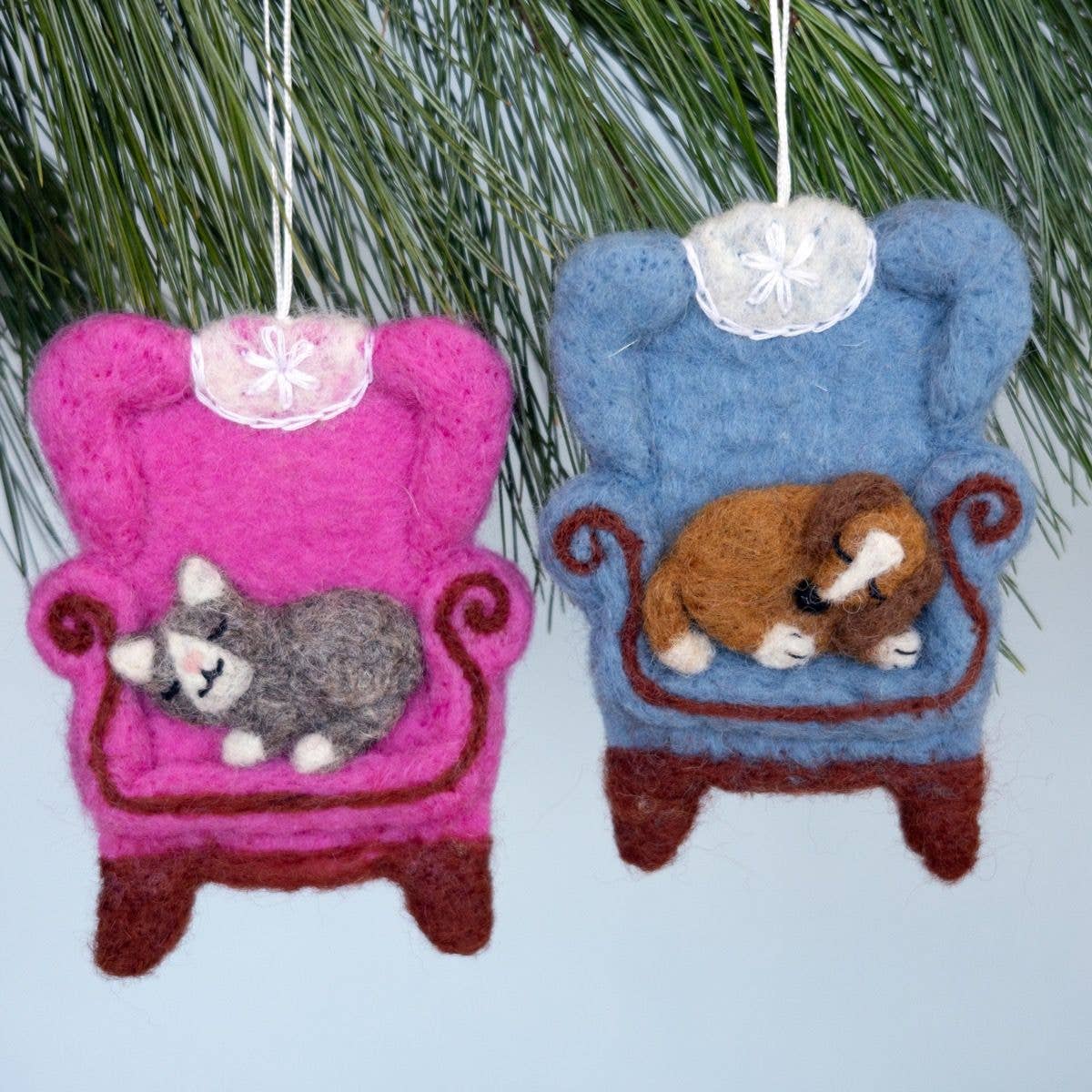 Cat Nap Needlefelted Ornament