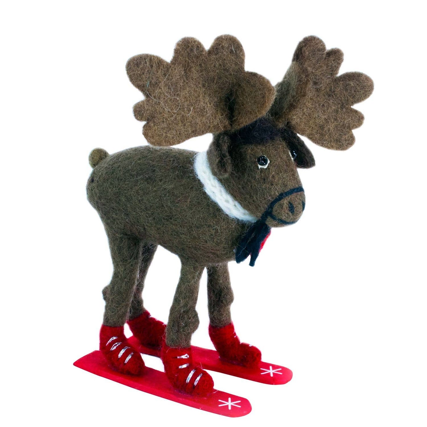 Skiing Moose Needlefelted Ornament