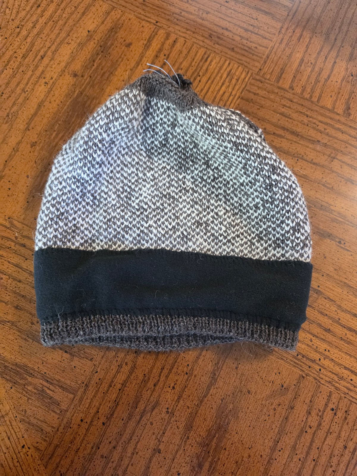 Charcoal Snowcap Alpaca Hat Partial Fleece Lined
