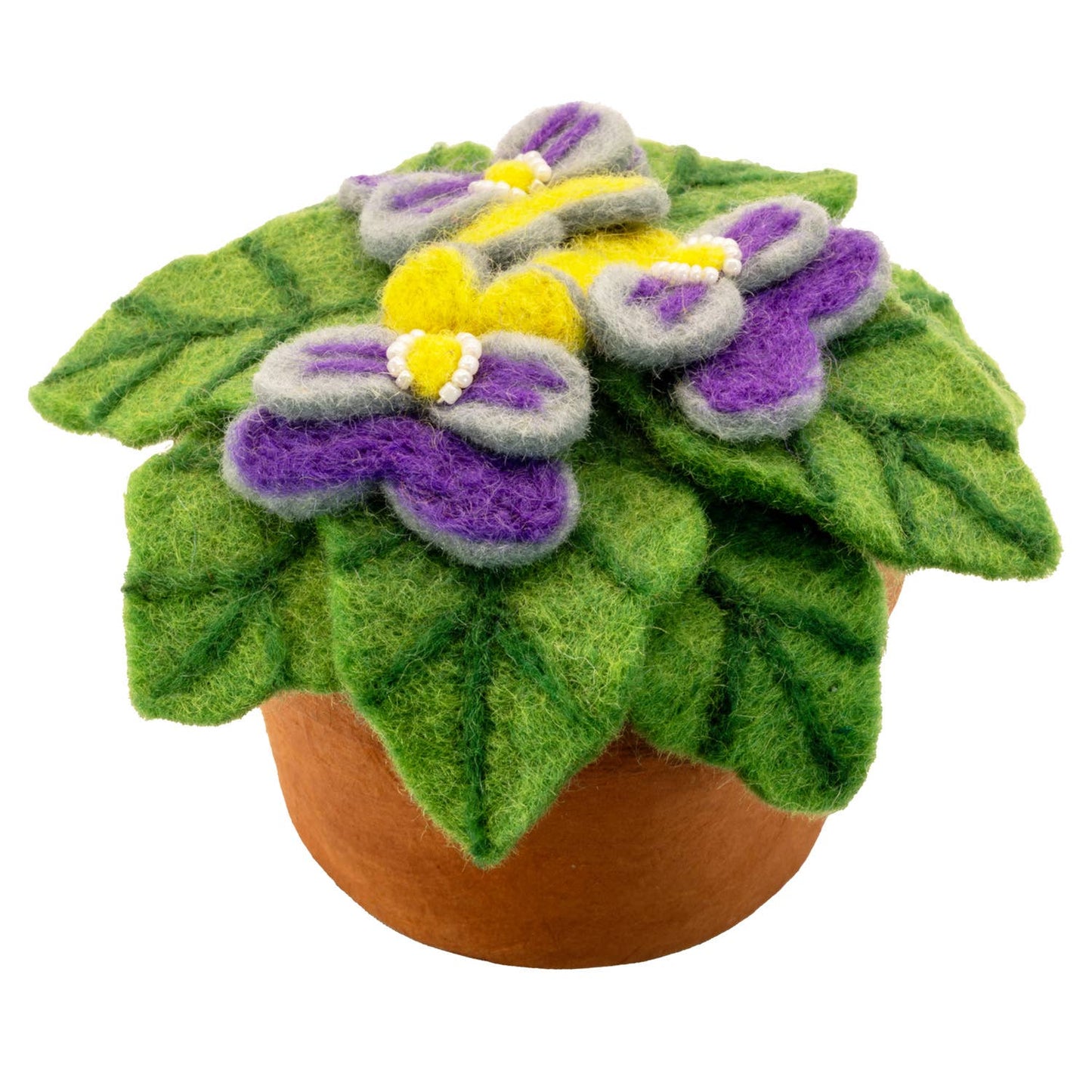 Pansies Needlefelted Potted Plant
