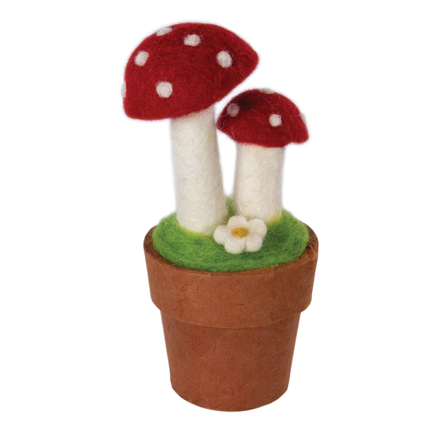 Twin Fairy Mushroom Needlefelted Potted Plant