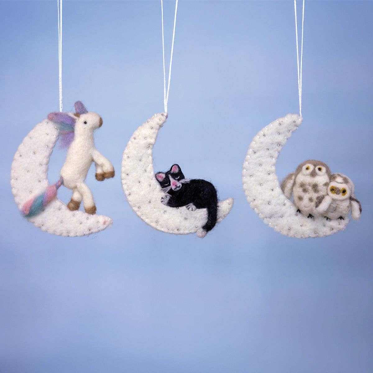 Kitty Moon Needlefelted Ornament