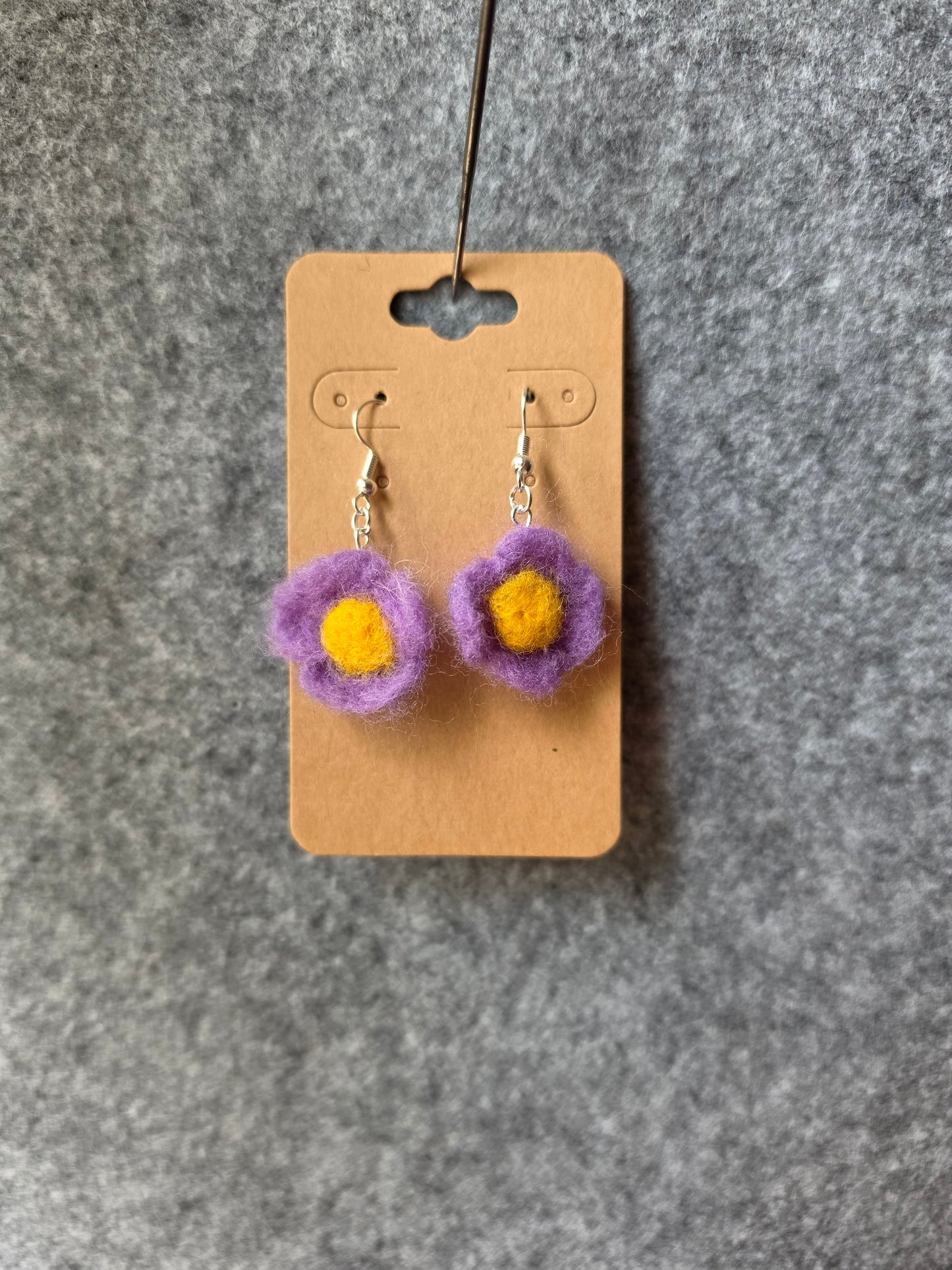 Purple Flower Needlefelted Earrings