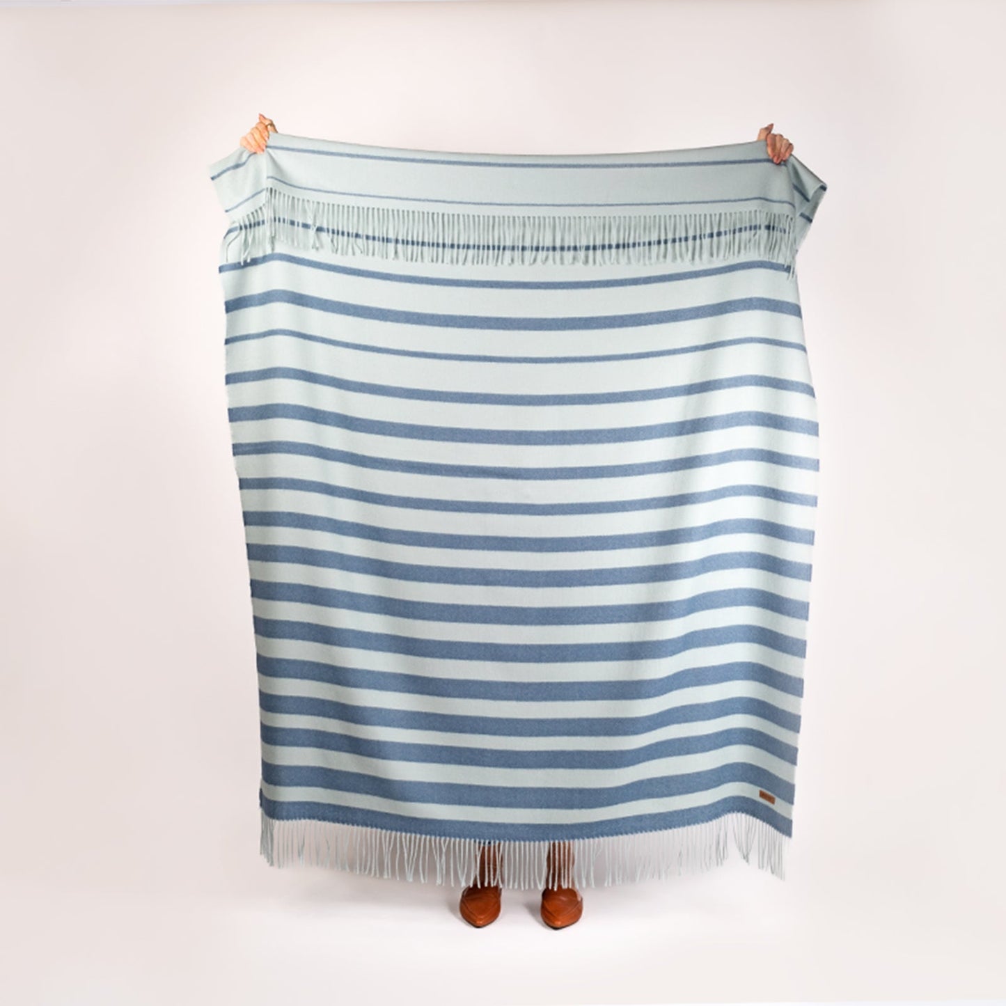 100% Alpaca Pacas Brand Blue Stripe Throw Blanket