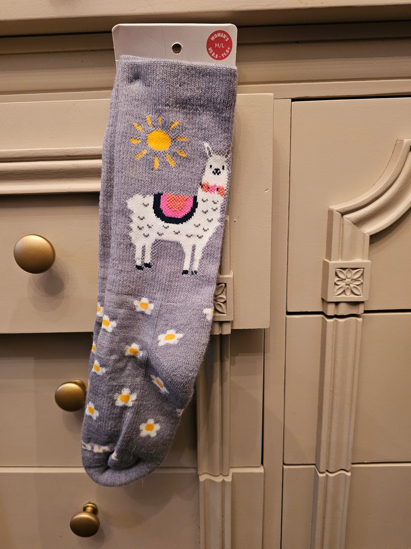 Women's Pacas Crew Gray Alpaca and Daisies