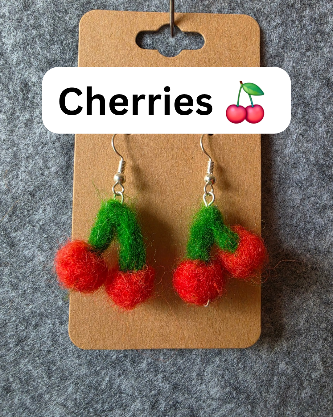 Cherries Needlefelted Earrings