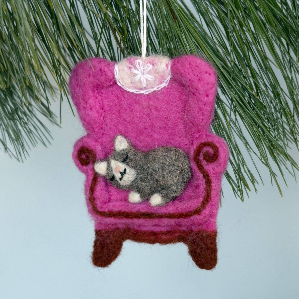 Cat Nap Needlefelted Ornament