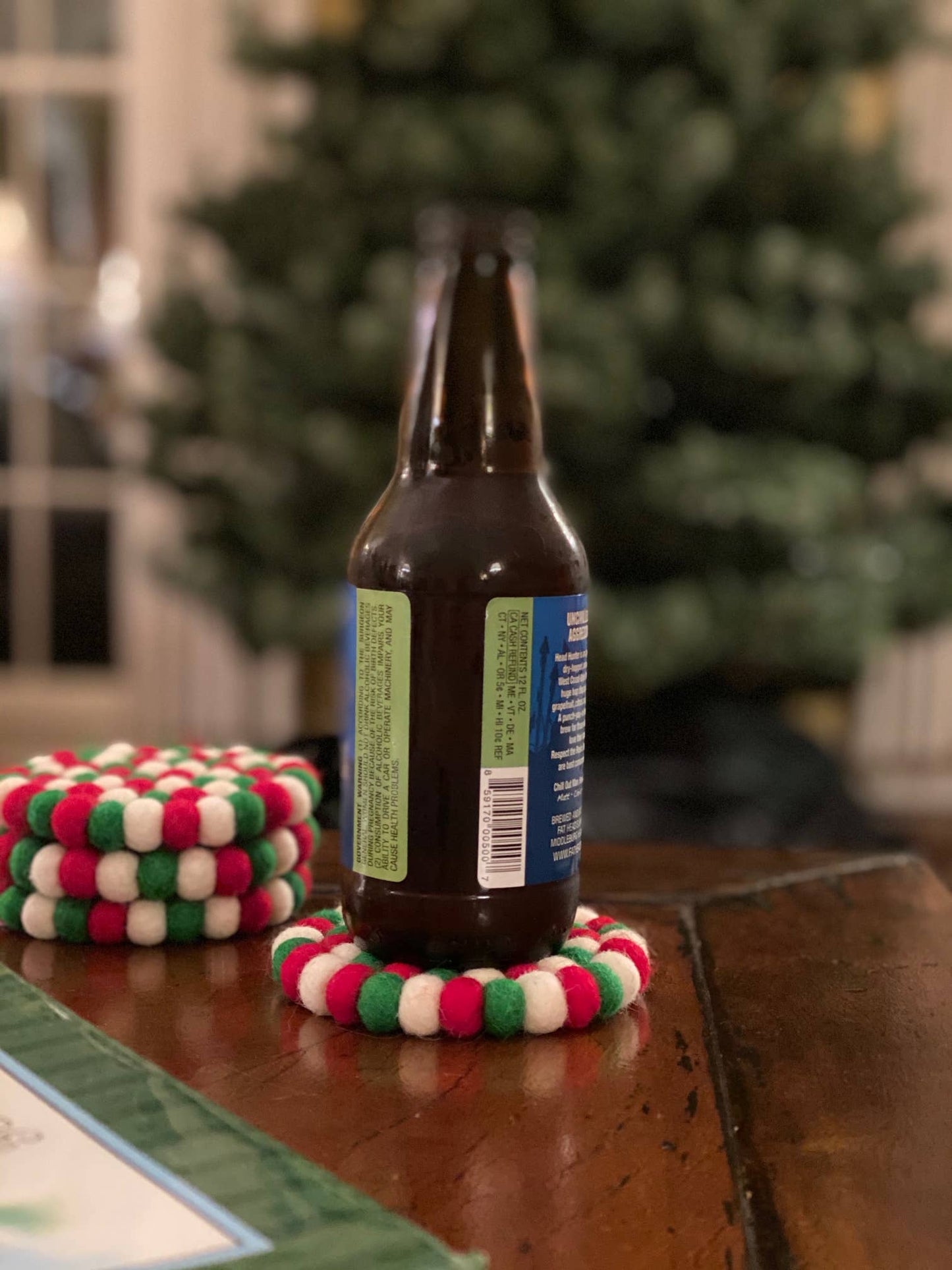 Christmas Felt Ball Coasters, Set of 4