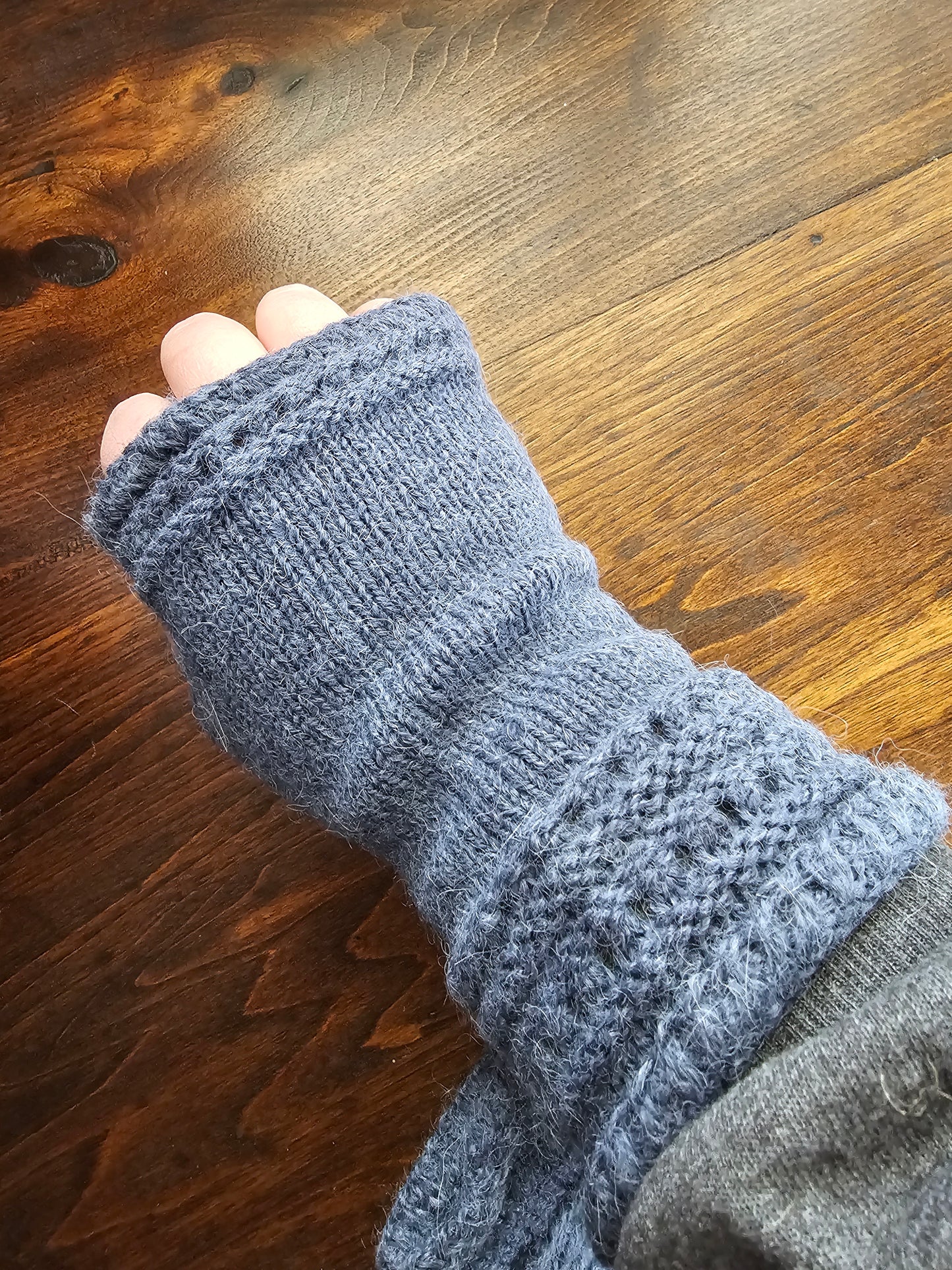 Alpaca Knit Eyelet Wrist Warmers