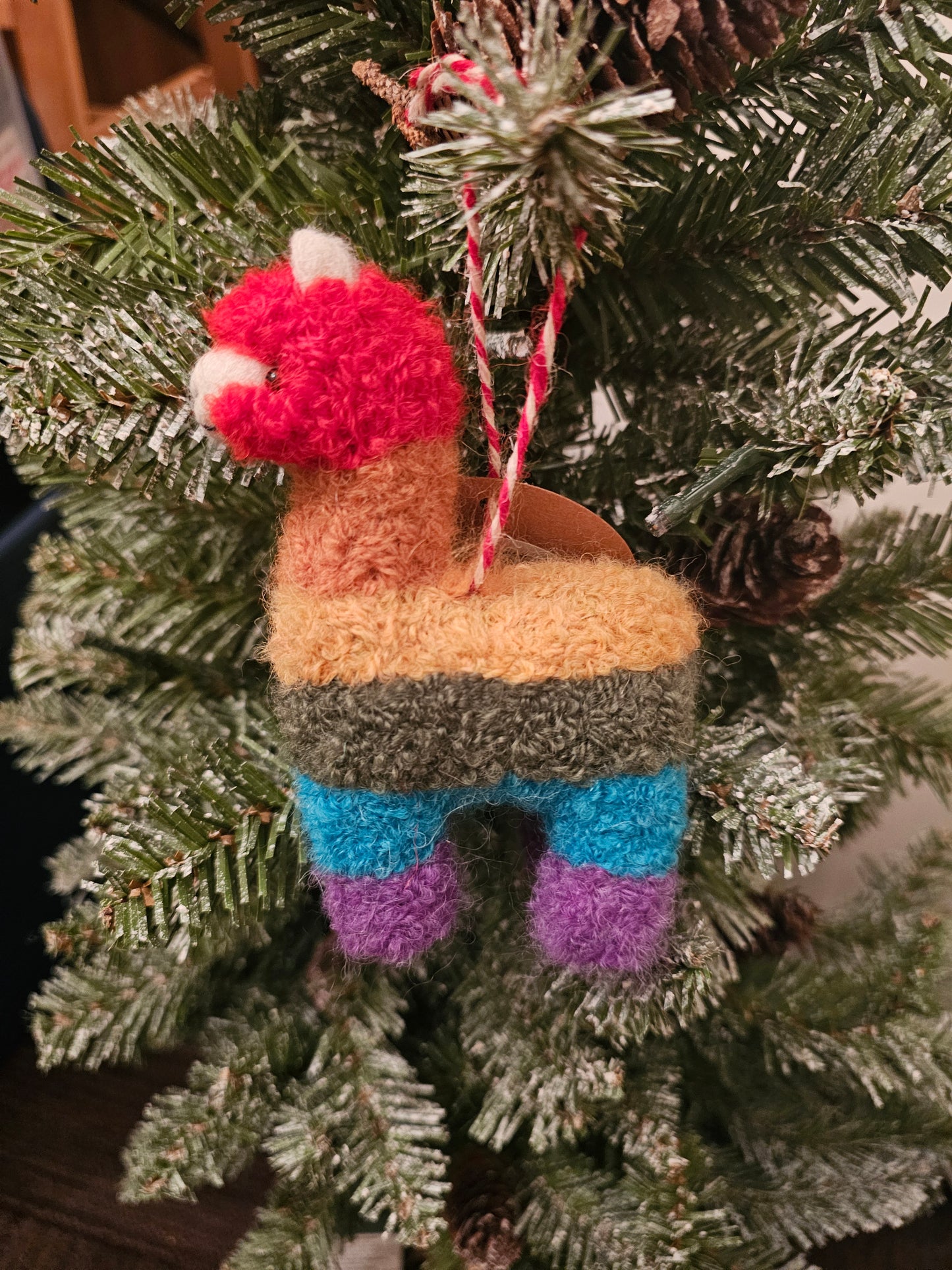 Rainbow Needlefelted Alpaca Ornament