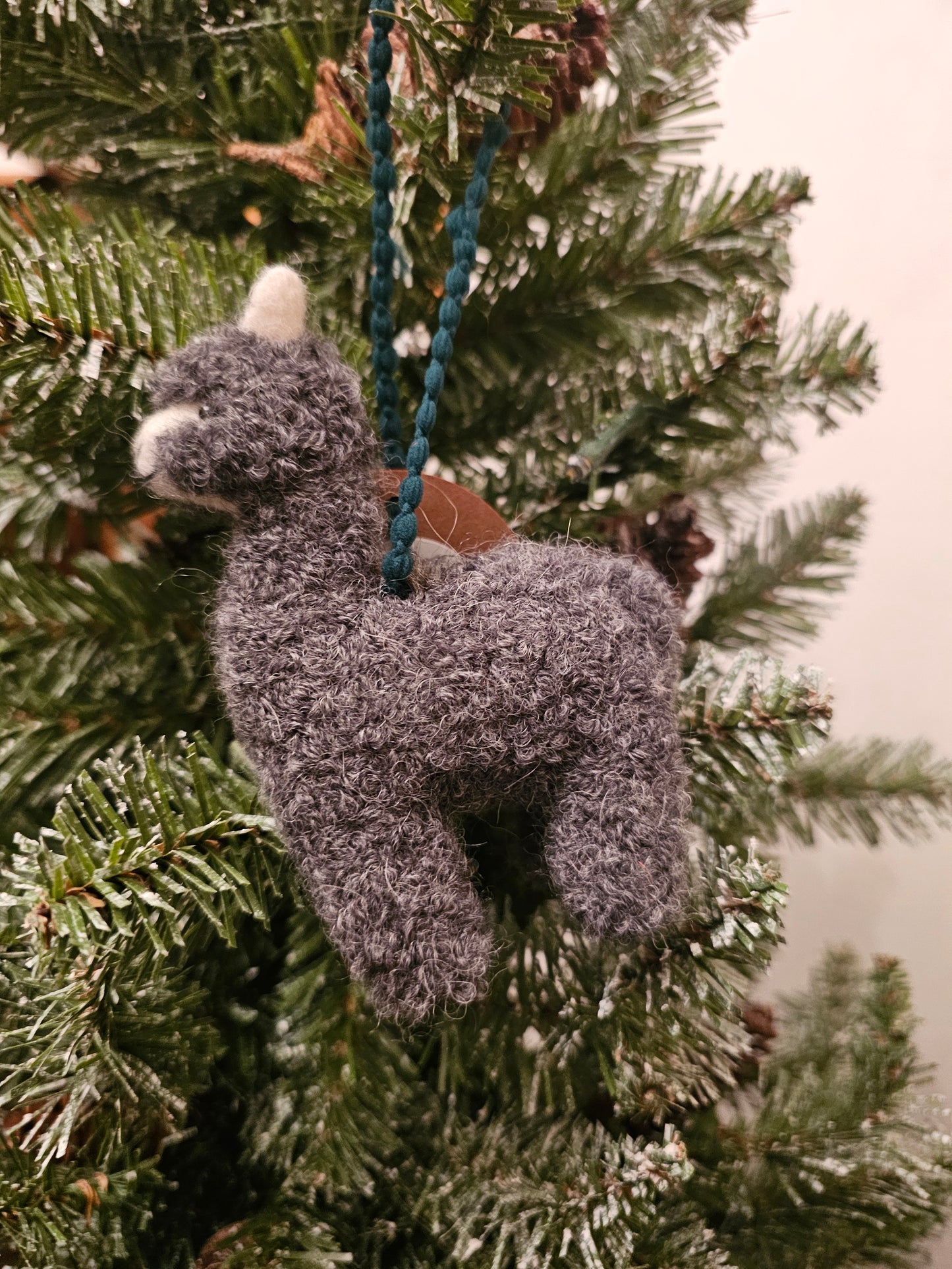 Needle Felt Alpaca Ornament