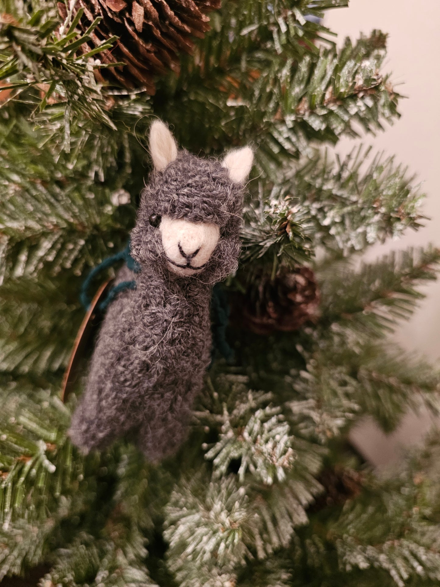 Needle Felt Alpaca Ornament