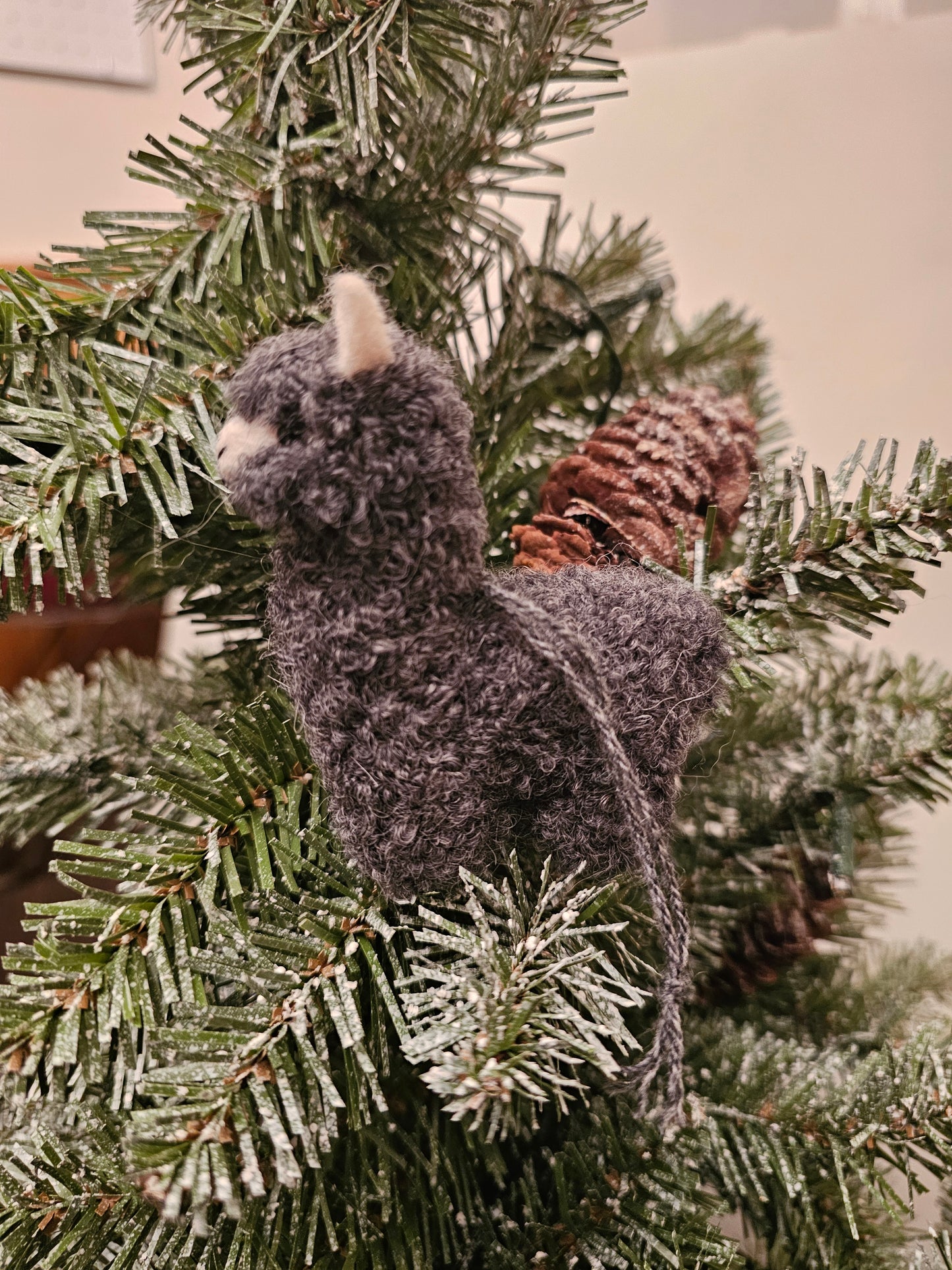 Needle Felt Alpaca Ornament