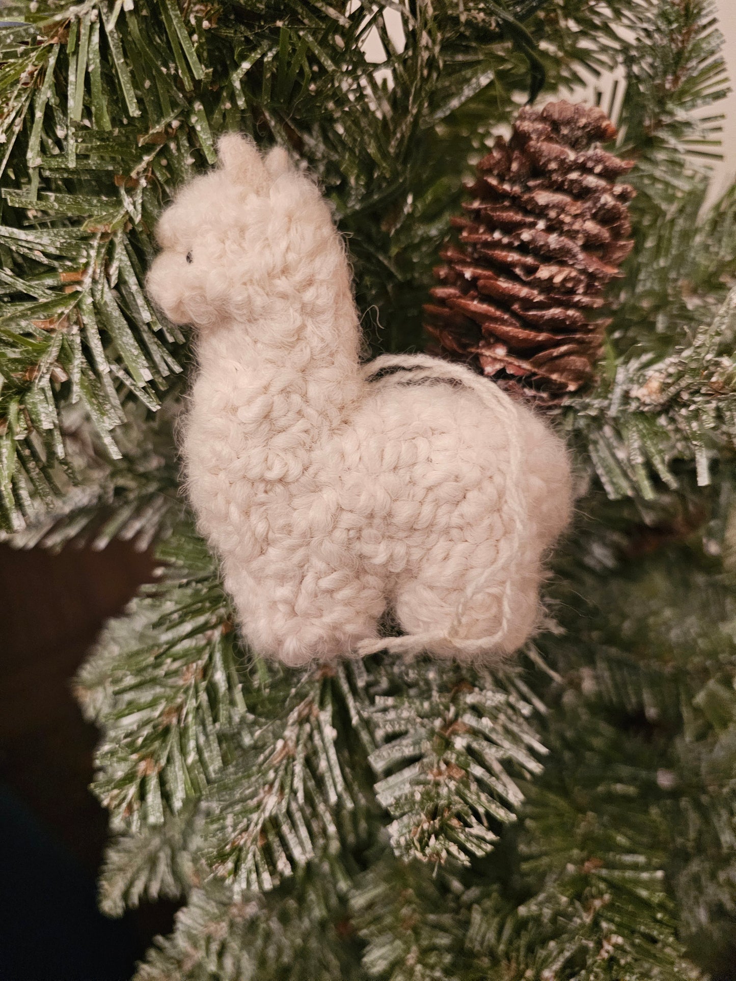 Needle Felt Alpaca Ornament