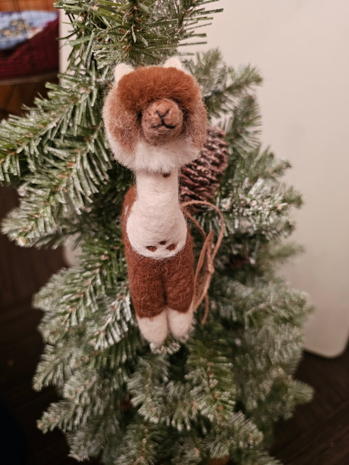 "Just Sheared" Needle Felt Alpaca Ornament