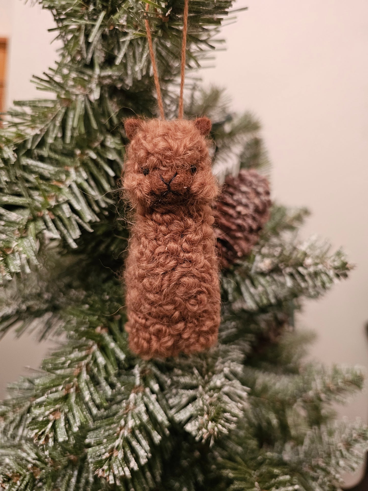 Needle Felt Alpaca Ornament