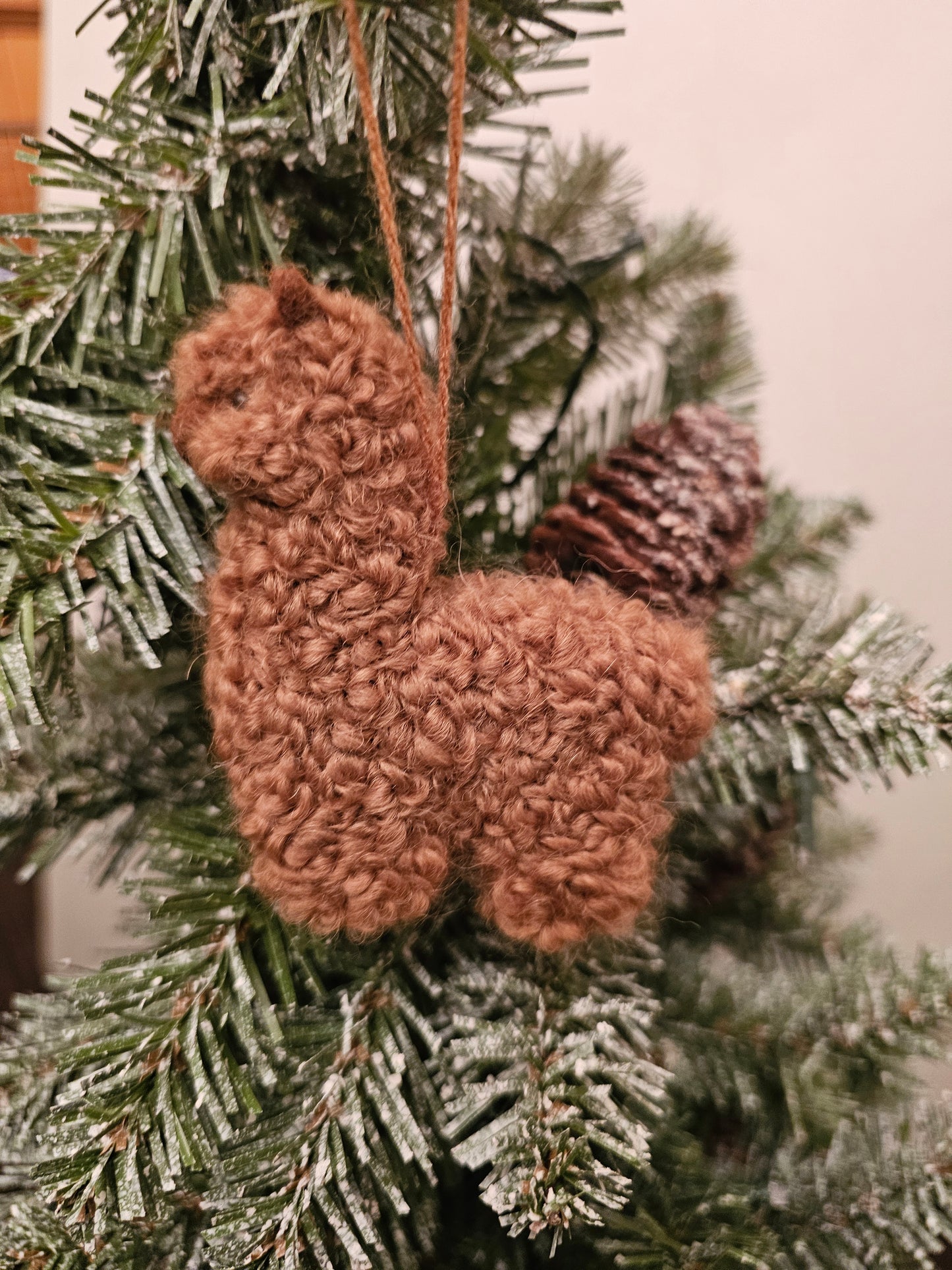 Needle Felt Alpaca Ornament