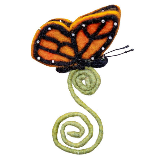 Monarch Butterfly Needlefelted Frond Friend