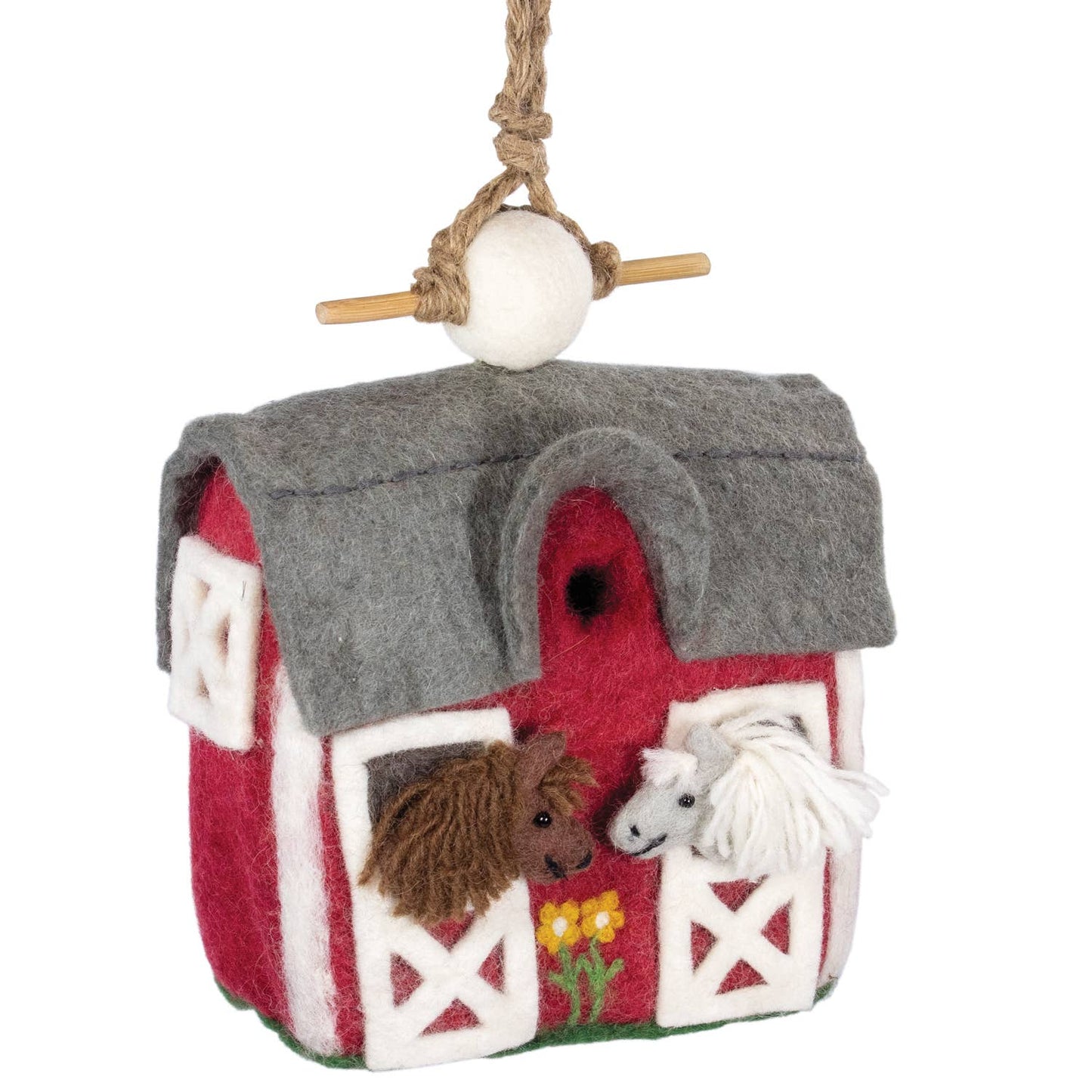 Country Horse Stable Needlefelted Birdhouse
