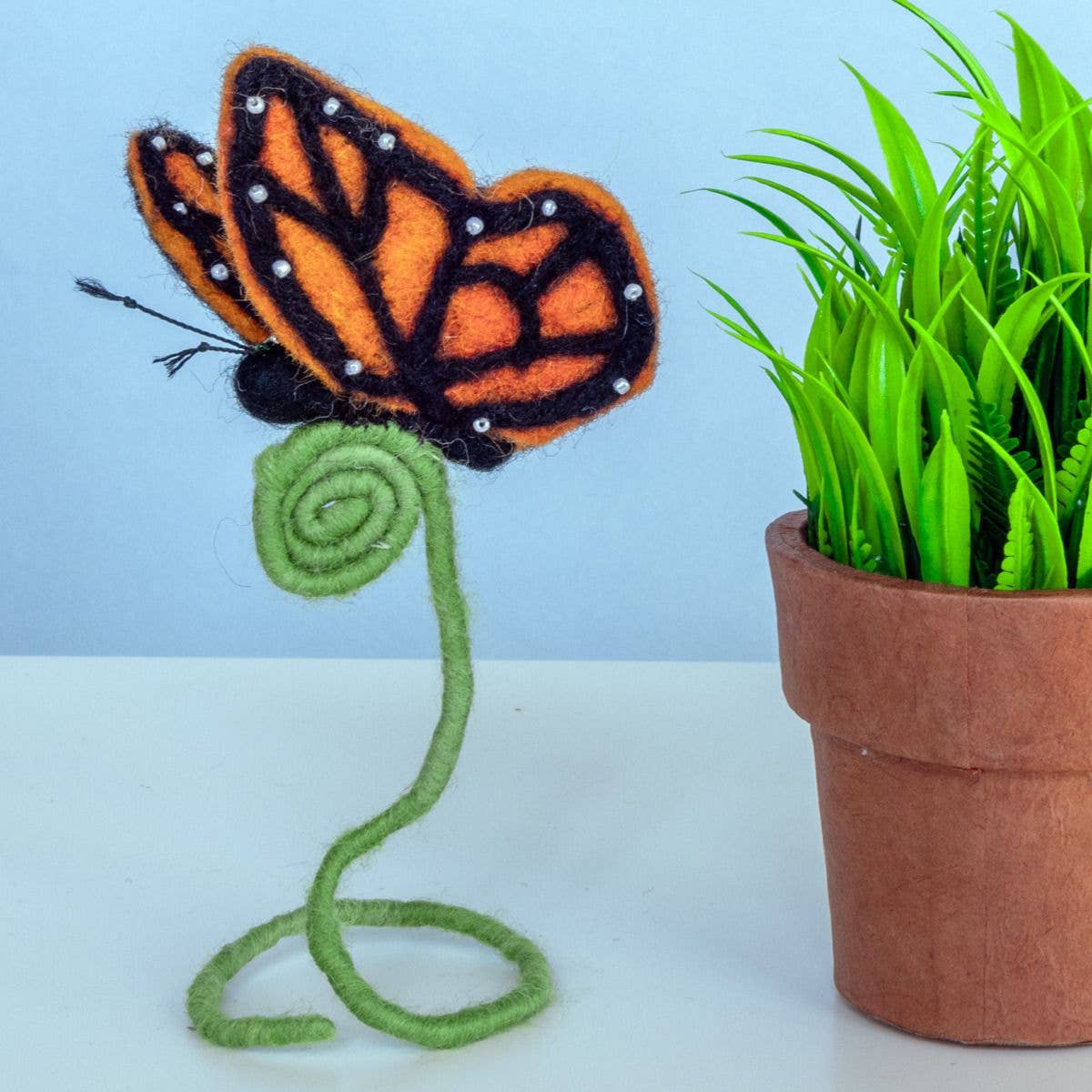 Monarch Butterfly Needlefelted Frond Friend