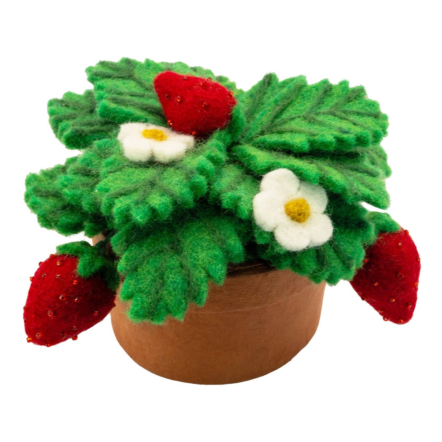Strawberry Needlefelted Potted Plant