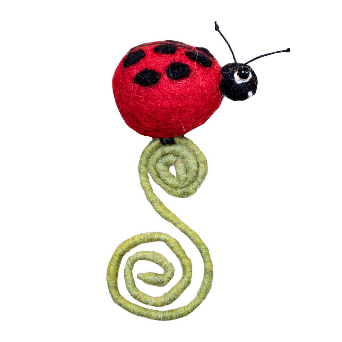 Ladybug Needlefelted Frond Friend