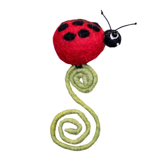 Ladybug Needlefelted Frond Friend