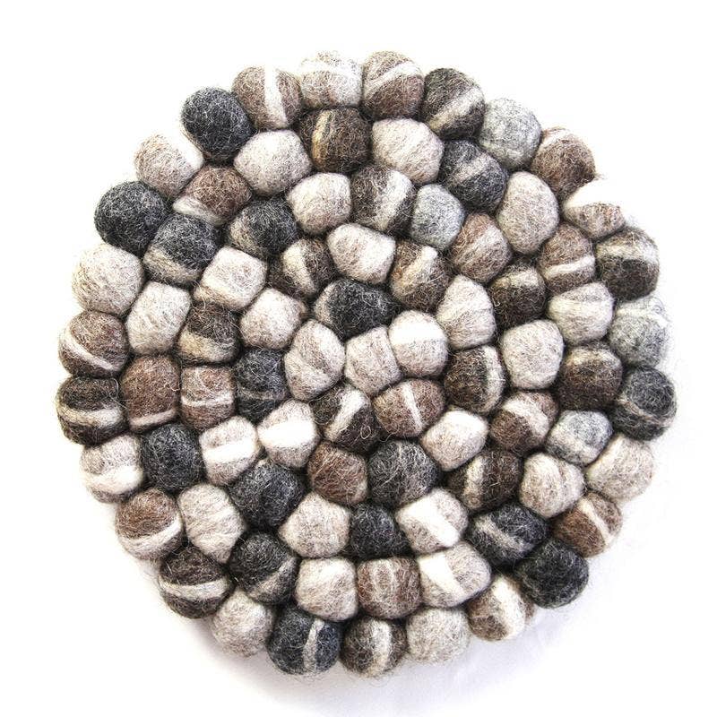 Gray Felt Ball Coasters - Set of 4