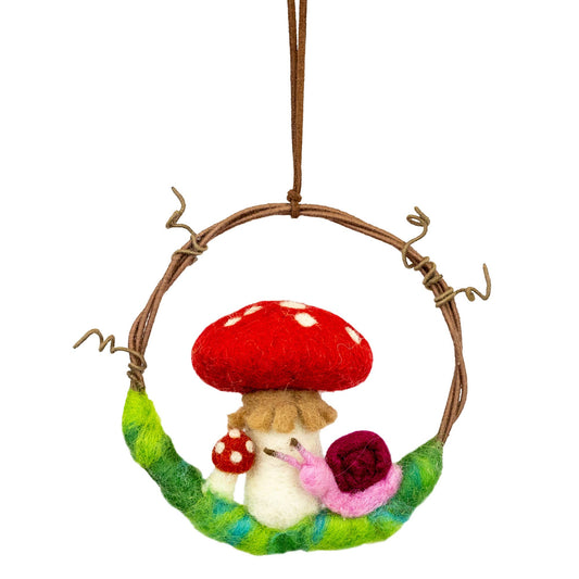 Mushroom Snail Mini Needlefelted Wreath
