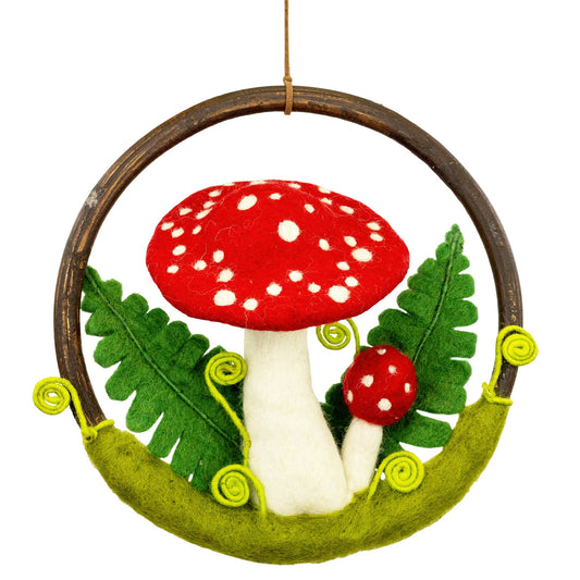 Red Toadstool Forest Needlefelted Ring