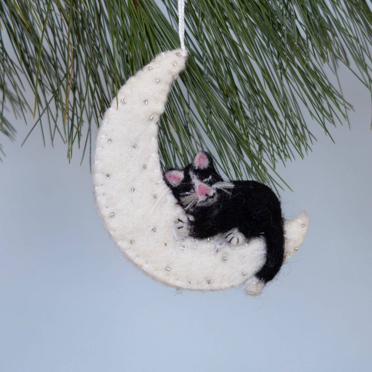 Kitty Moon Needlefelted Ornament