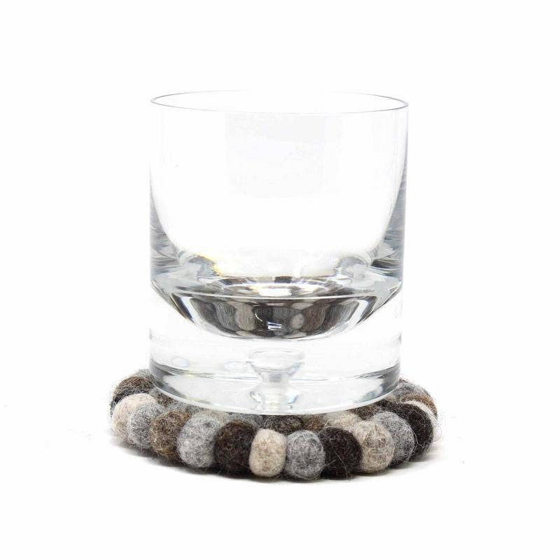 Gray Felt Ball Coasters - Set of 4