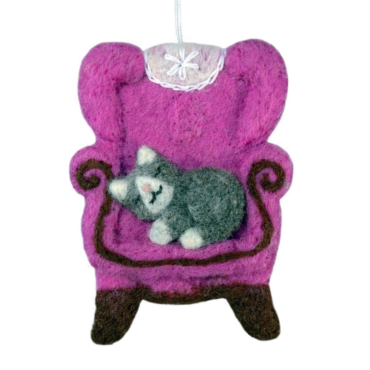 Cat Nap Needlefelted Ornament