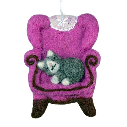 Cat Nap Needlefelted Ornament
