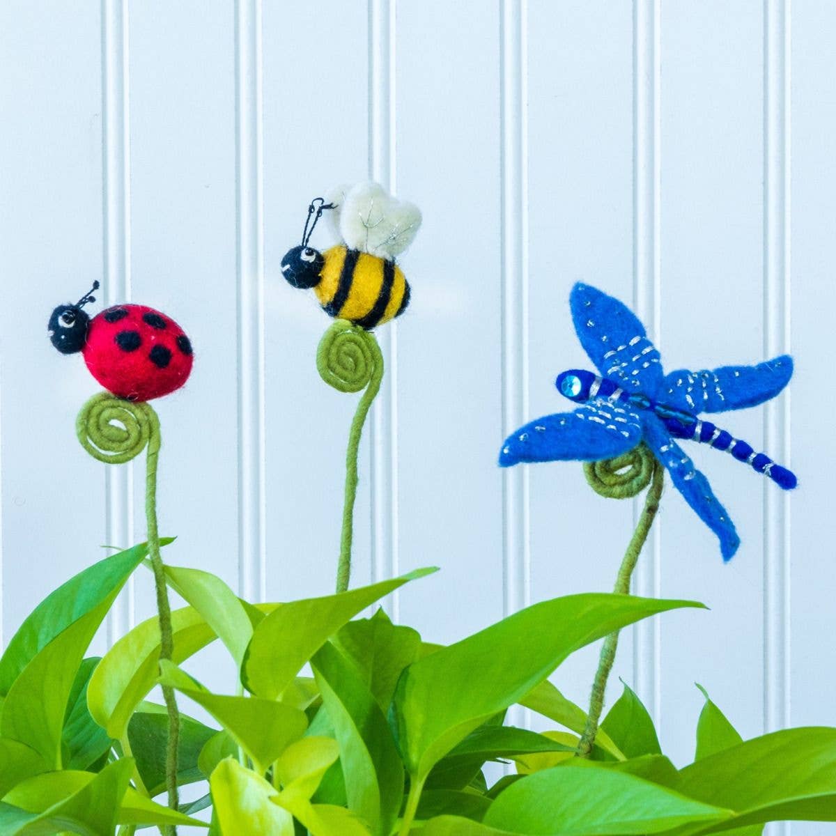 Ladybug Needlefelted Frond Friend