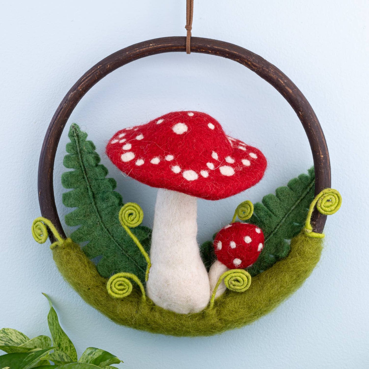 Red Toadstool Forest Needlefelted Ring