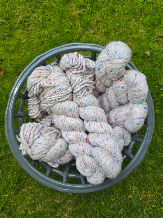 Ducky White Worsted Alpaca Yarn blended w/Sari Silk
