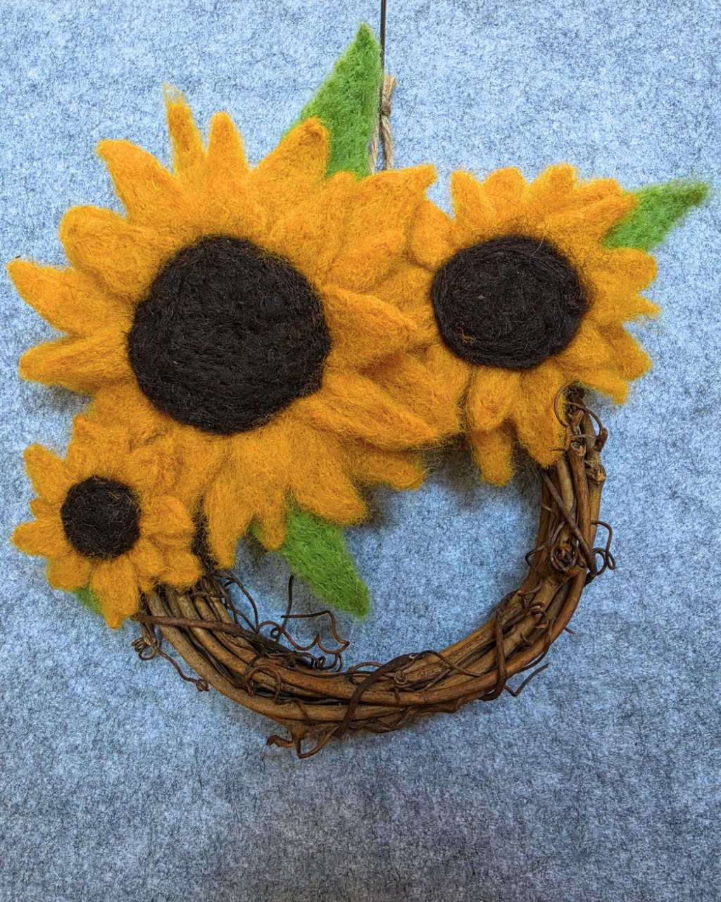 10" Medium Needlefelted Sunflower Wreath