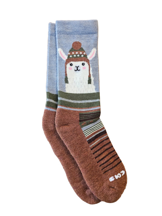 Women's Pacas Crew Socks Alpaca W/Hat Pale Blue Rust