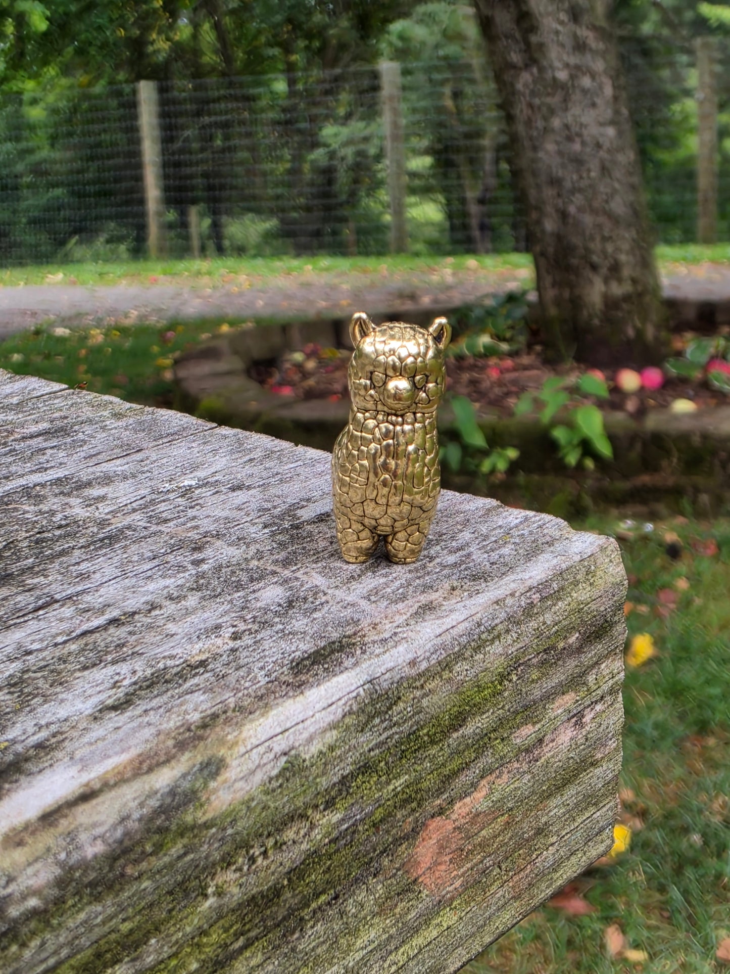 Tiny Brass Alpaca Figurine for Trinket Shelf