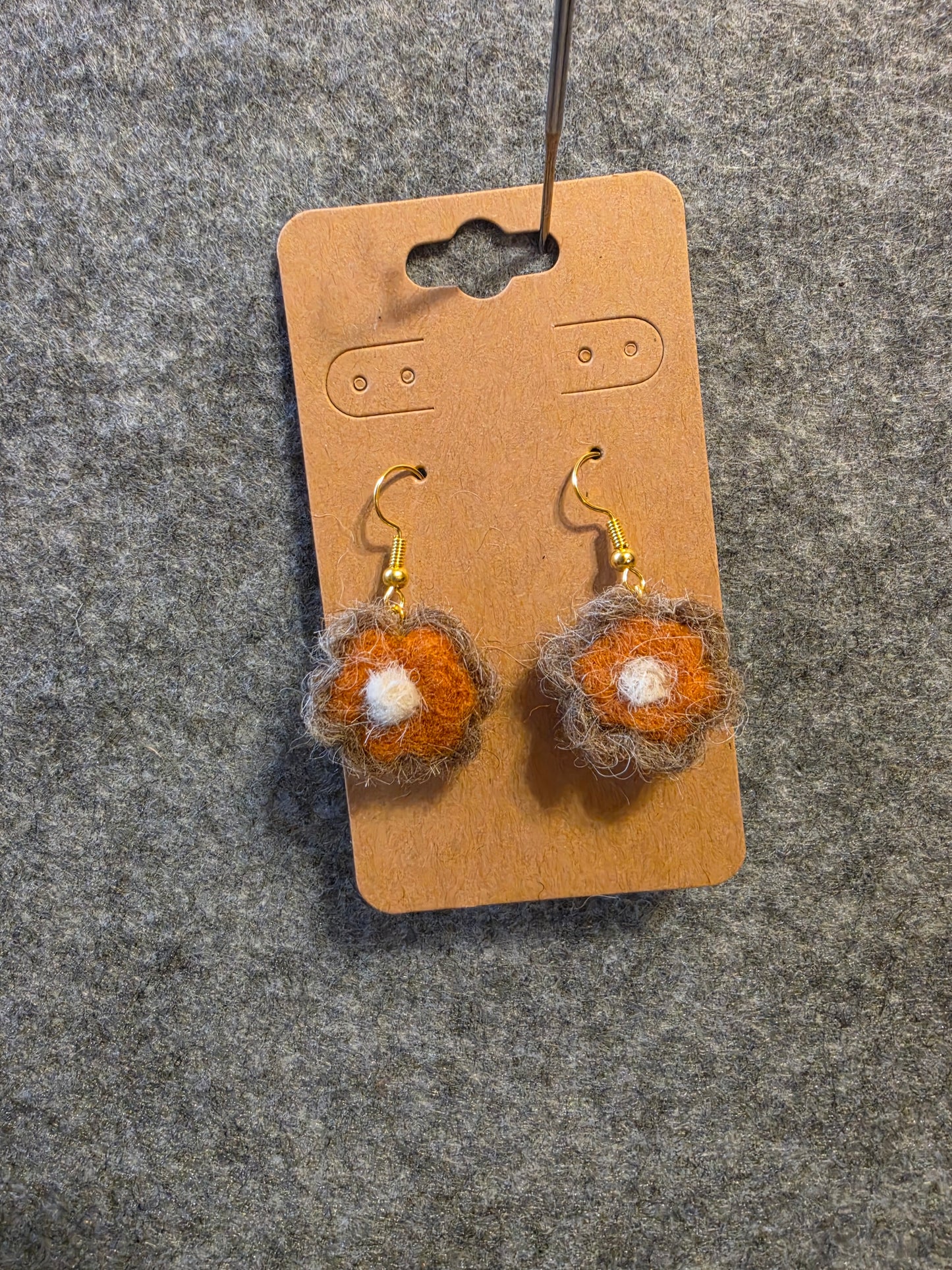 Whole Pumpkin Pie Needlefelted Earrings