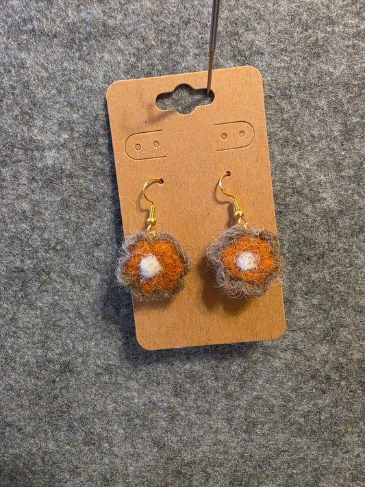 Whole Pumpkin Pie Needlefelted Earrings