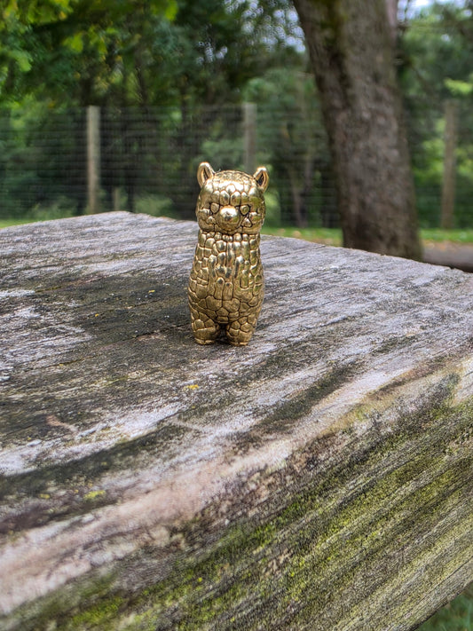 Tiny Brass Alpaca Figurine for Trinket Shelf