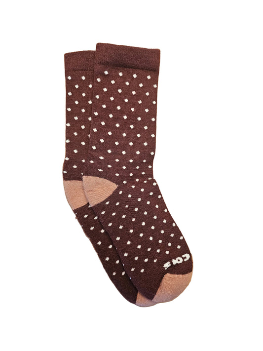Women's Pacas Crew Burgandy Dots