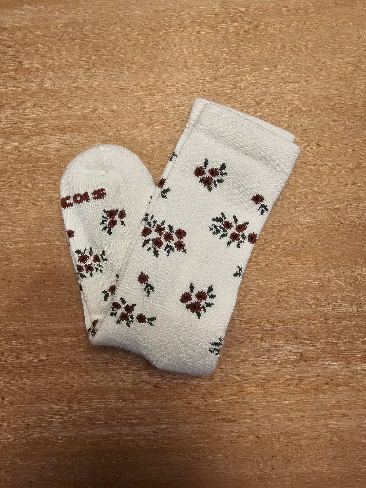 Women's Pacas Crew Socks Cream Floral