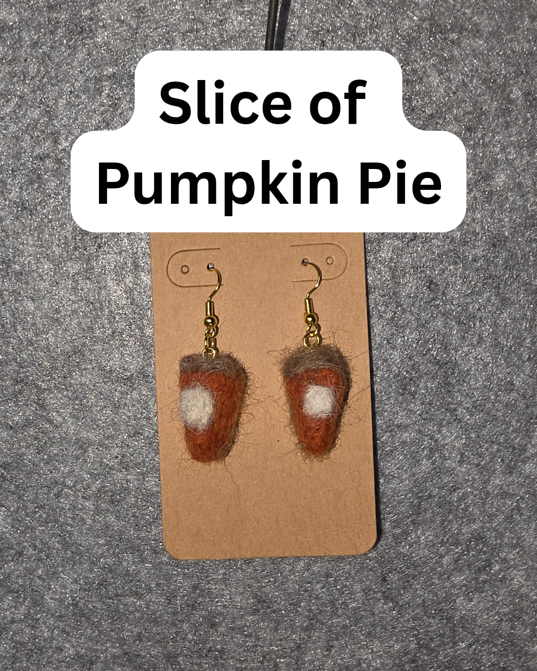 Slice of Pumpkin Pie Needlefelted Earrings