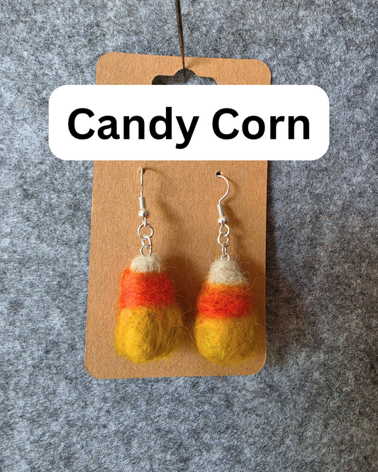 Candy Corn Needlefelted Earrings