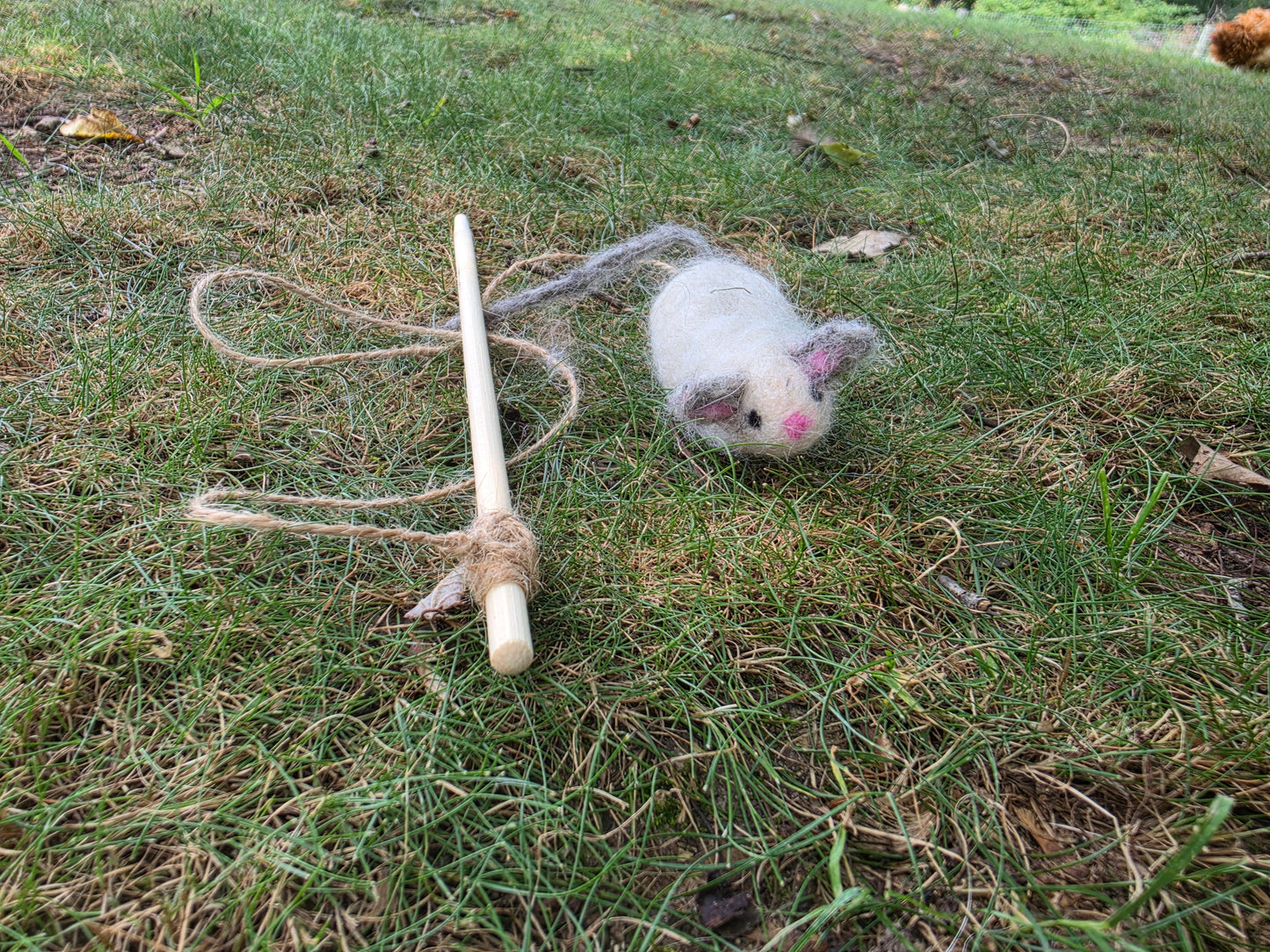 Handmade Needlefelted Catnip Cat Toy on a Stick