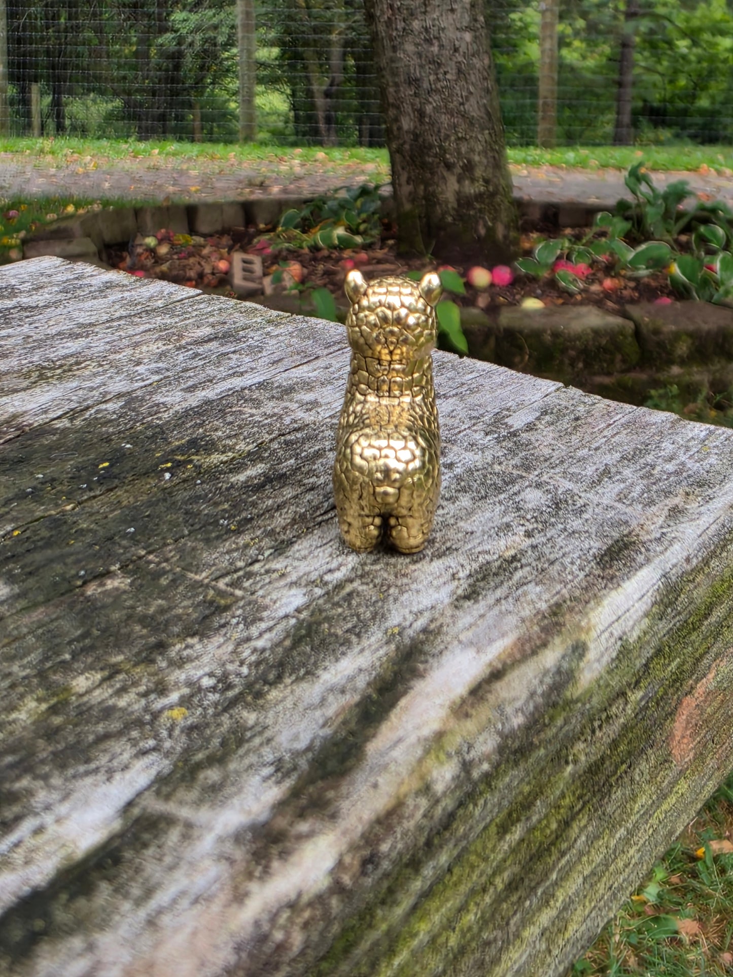 Tiny Brass Alpaca Figurine for Trinket Shelf
