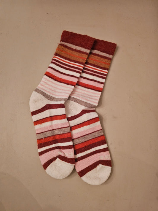 Women's Crew Pink & Orange Stripes Pacas Socks